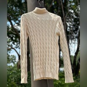 COOFANDY Mens Slim Fit Turtleneck Sweater Cable Knit Ribbed Cotton Pullover Sz M